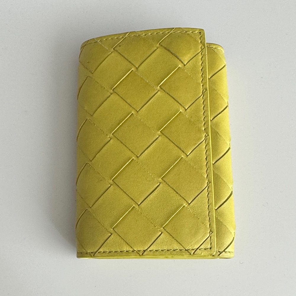 Bottega Venetta Intrecciato Leather Key Pouch in Kiwi